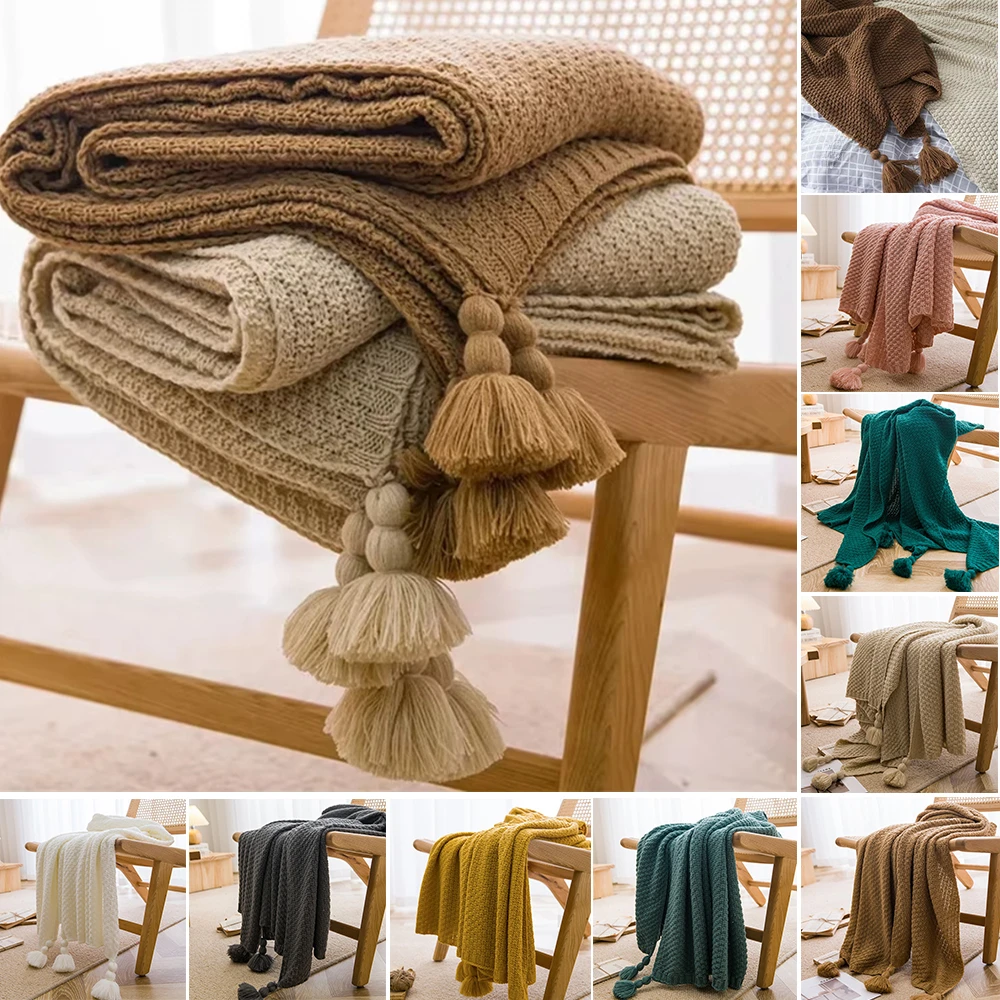 Cashmere Throw Blanket - Nap Blanket Warm Knitted Blanket with