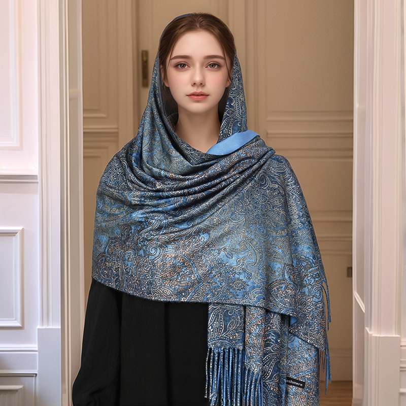 Cashmere Throw Blanket - Luxury Paisley Pashmina Shawl Scarf Women