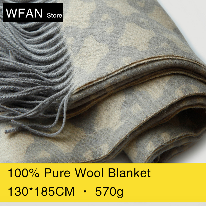 Cashmere Throw Blanket - Chain Pattern Jacquard Wool Blanket –