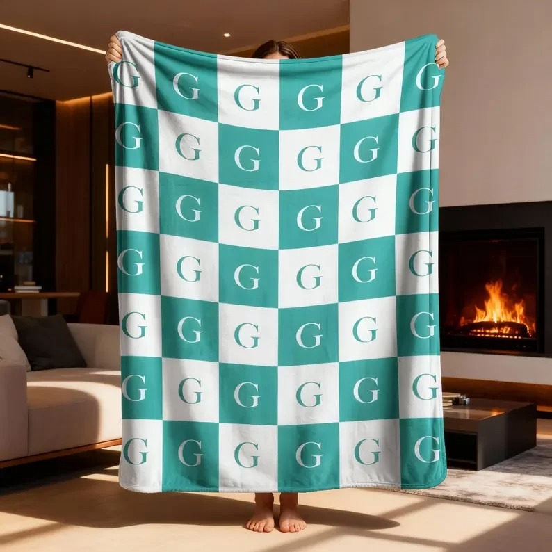 Grid Letter Blanket Plush Blan - Cashmere Throw Blanket reseña y precio