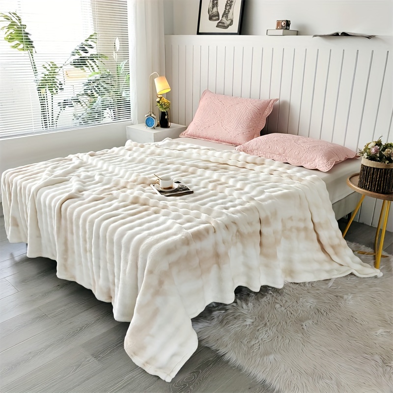 Luxurious Faux Rabbit Fur Bed  - Cashmere Throw Blanket reseña y precio